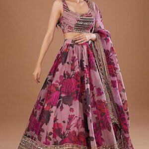 Pink Bridal Semi-Stitched Lehenga Choli