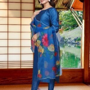plain dress with orgenza dupatta