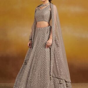 Thread Embroidered Georgette Lehenga Choli With Dupatta